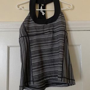 Lululemon Scoop Neck Tank Top Shelf Bra Racerback Grey Size 12